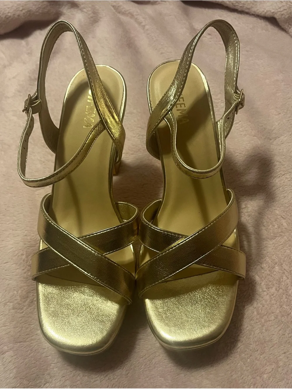 Amazon Metallic Gold Platform Strappy Heeled Sandals